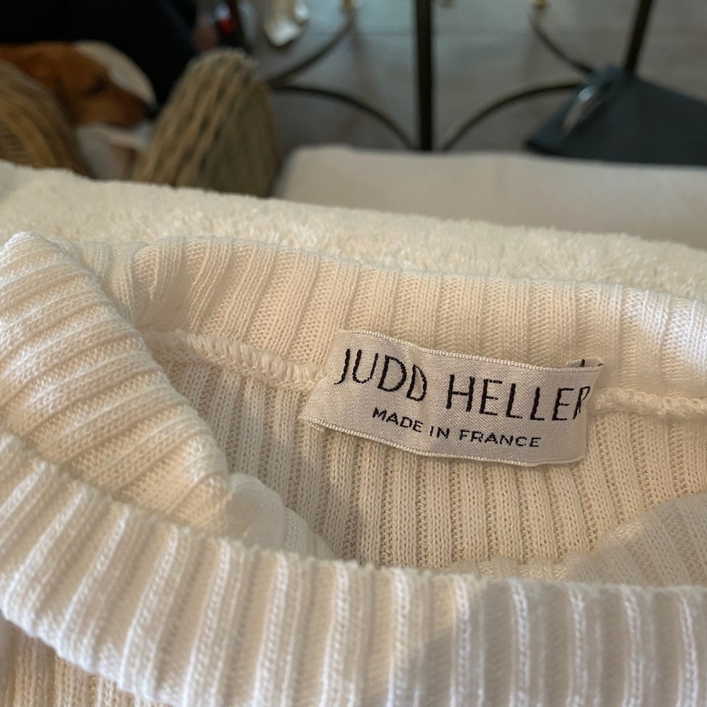 Judd Heller mock white cotton/acrylic turtleneck ribbed size M - Picture 5 of 6